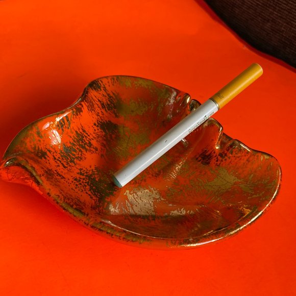 Vintage orang & gold ashtray - Picture 1 of 5